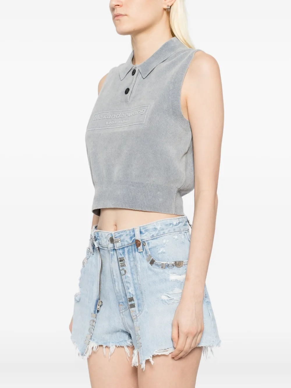 Alexander Wang embroidered-logo vest Grijs