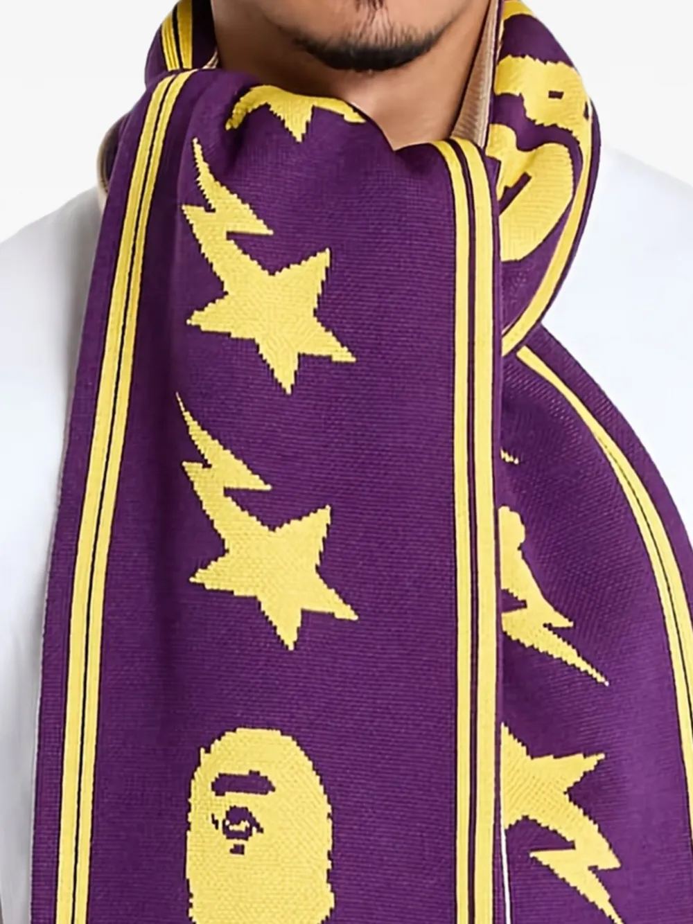 A BATHING APE star-logo jacquard scarf Paars