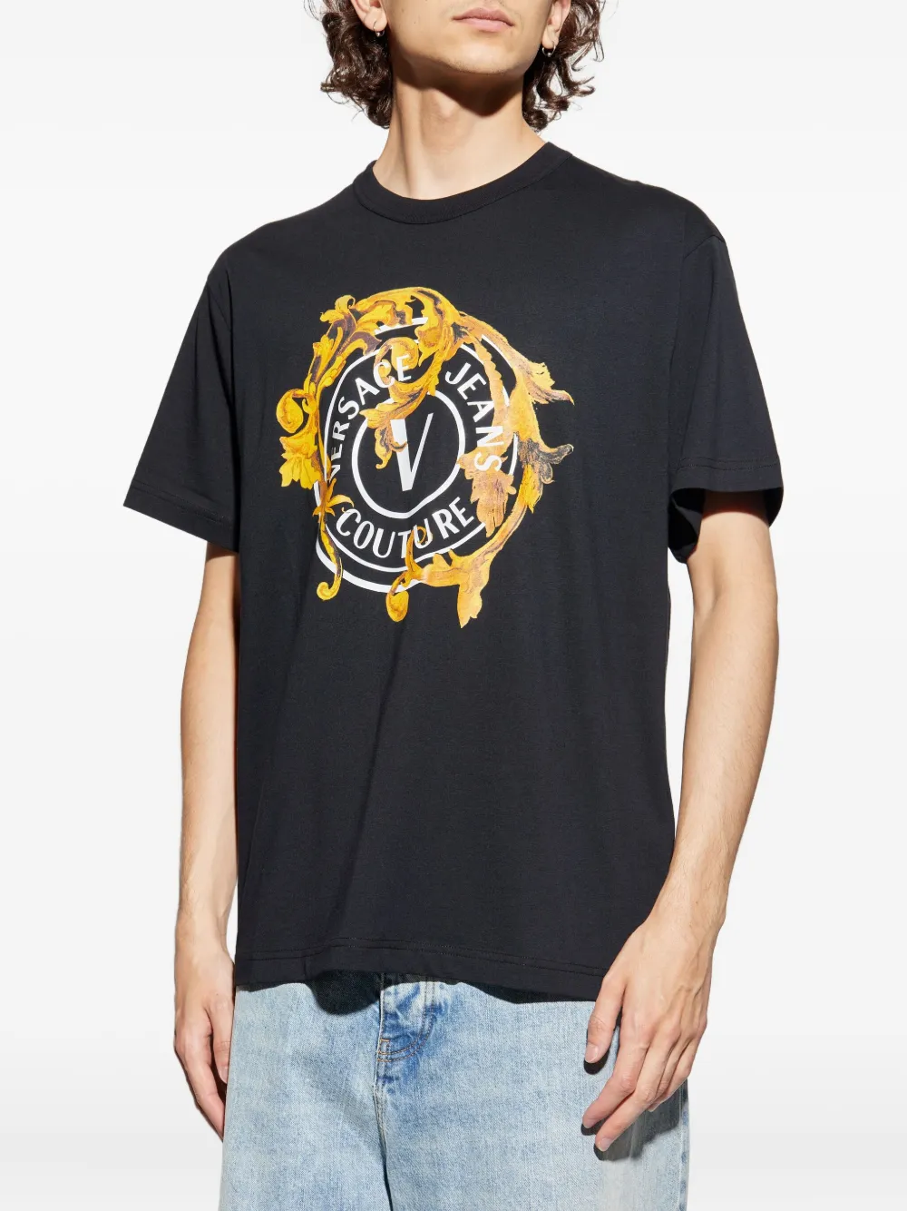 Versace Jeans Couture T-shirt met logoprint Zwart