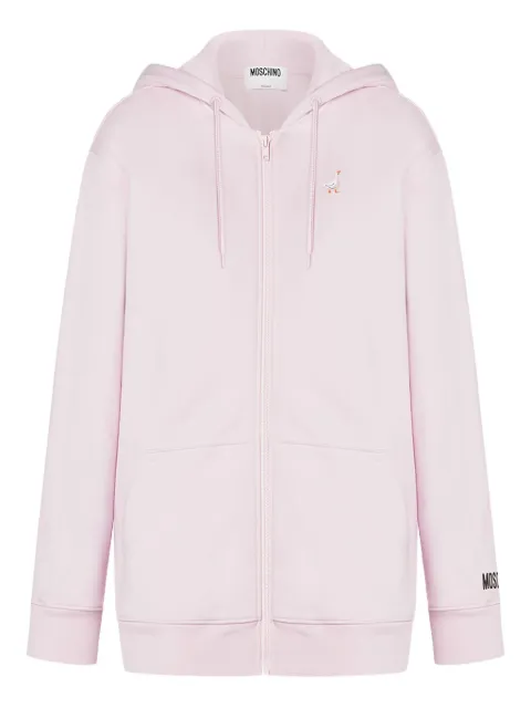 Moschino goose-embroidered zip-up hoodie
