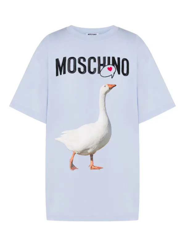 Moschino goose-print Cotton T-shirt | Blue | FARFETCH Moschino goose-print Cotton T-shirt | Blue | FARFETCH