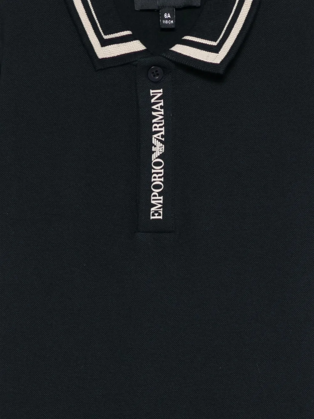 Emporio Armani Kids stripe-collar logo-print polo shirt Blauw