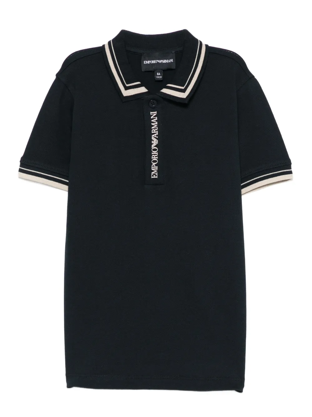 Emporio Ar i Kids stripe-collar logo-print polo shirt Blauw