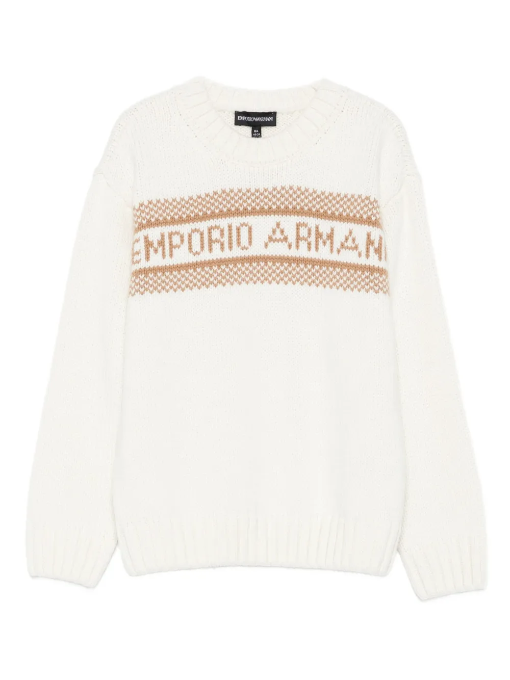 Emporio Ar i Kids logo-detail wool-blend sweater Wit