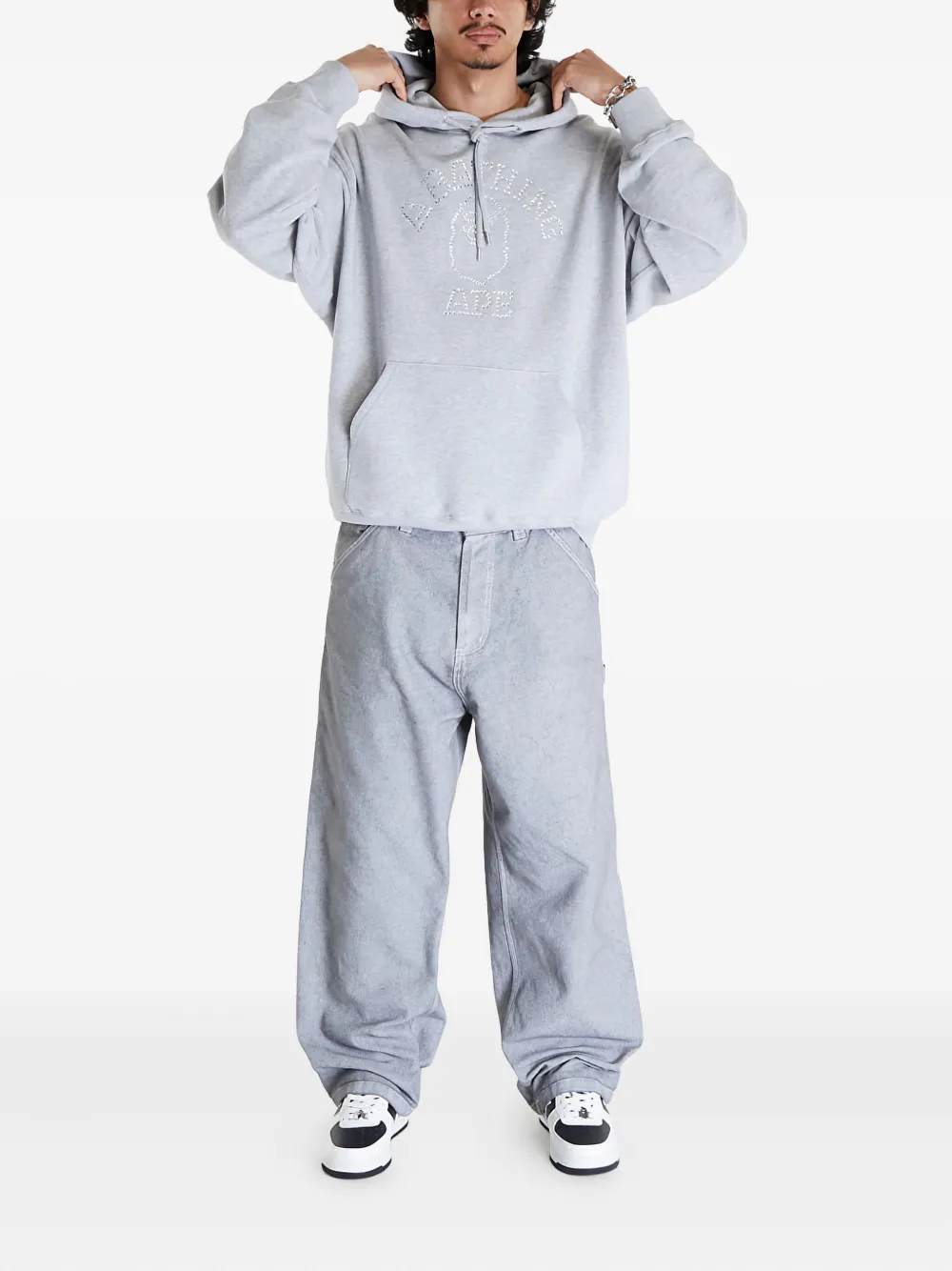 A BATHING APE Hoodie met stras Grijs