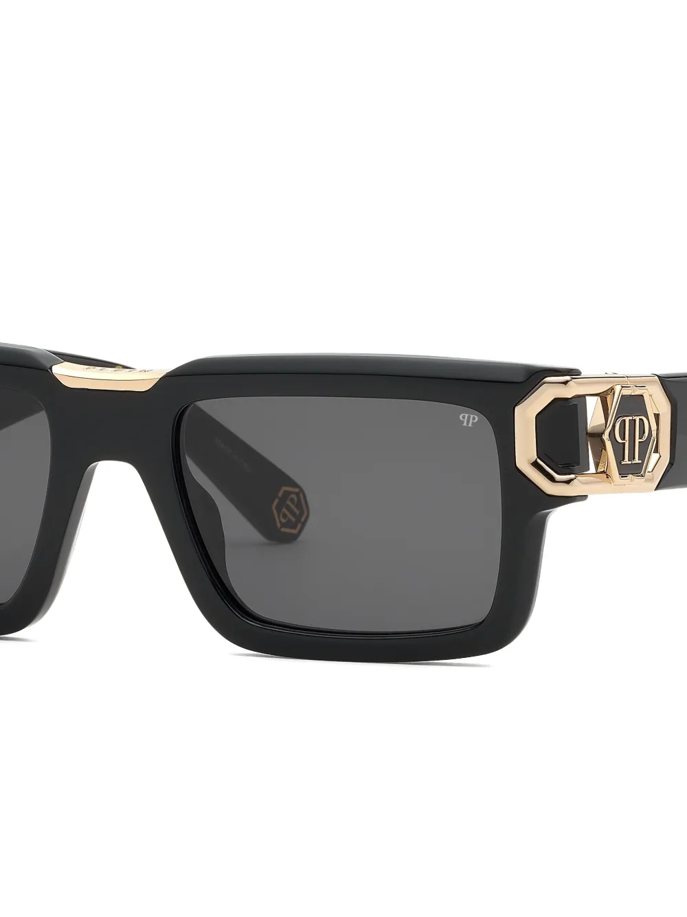 Philipp Plein Eyewear Zonnebril met rechthoekig montuur Zwart
