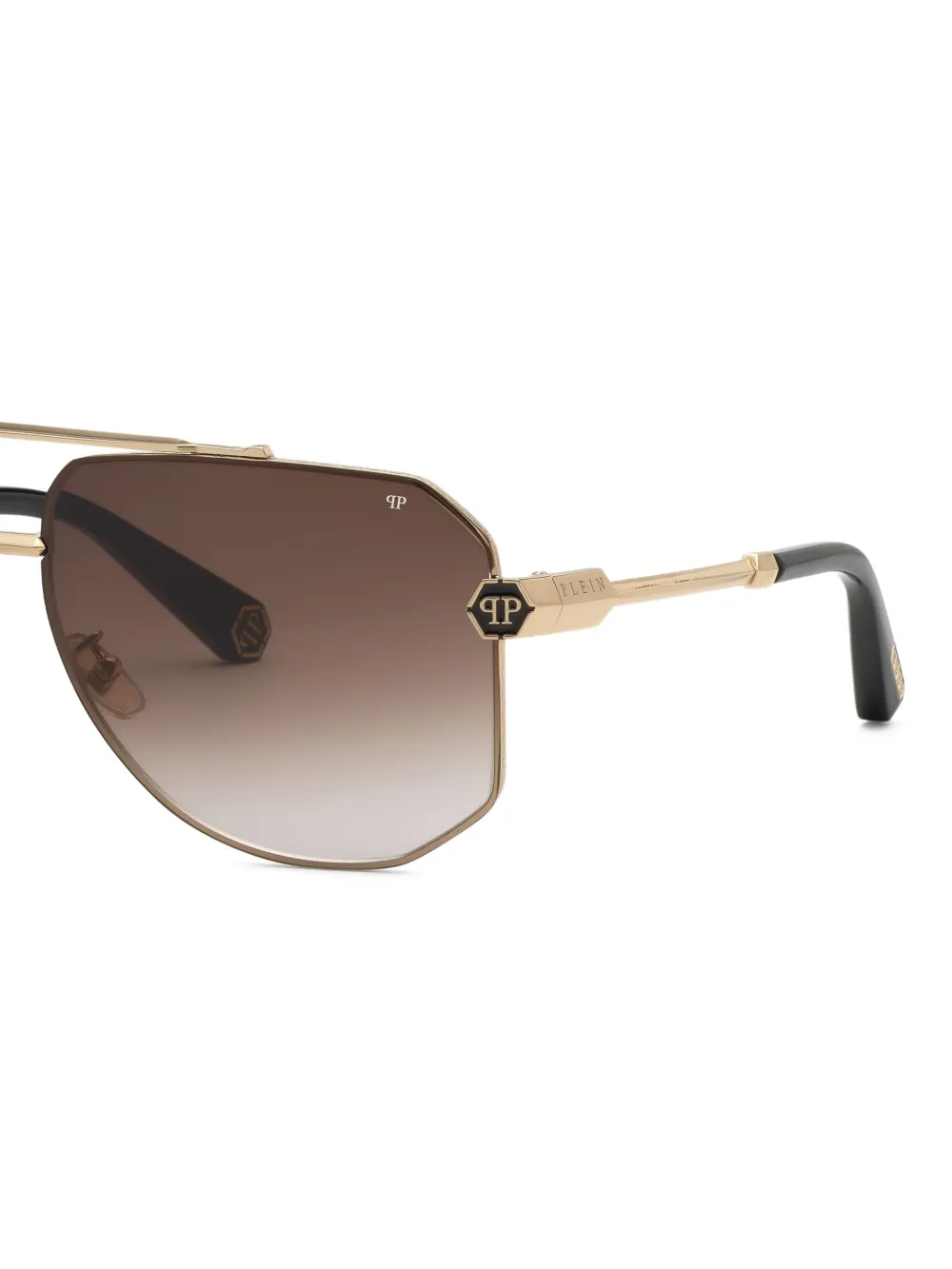 Philipp Plein Eyewear Zonnebril met geometrisch montuur Goud