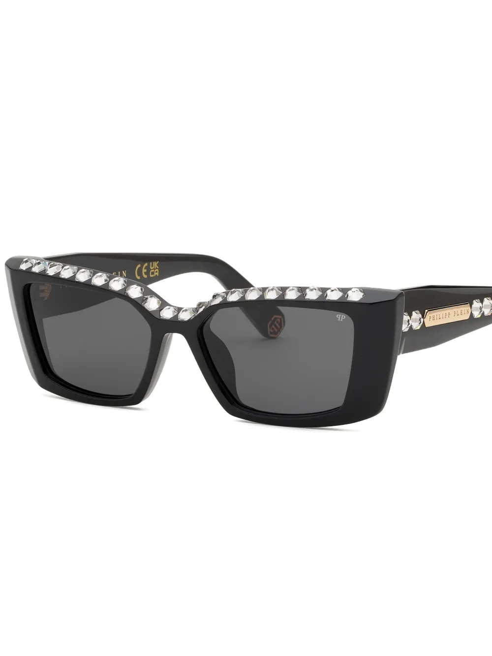 Philipp Plein Eyewear Zonnebril met vierkant montuur en kristallen Zwart