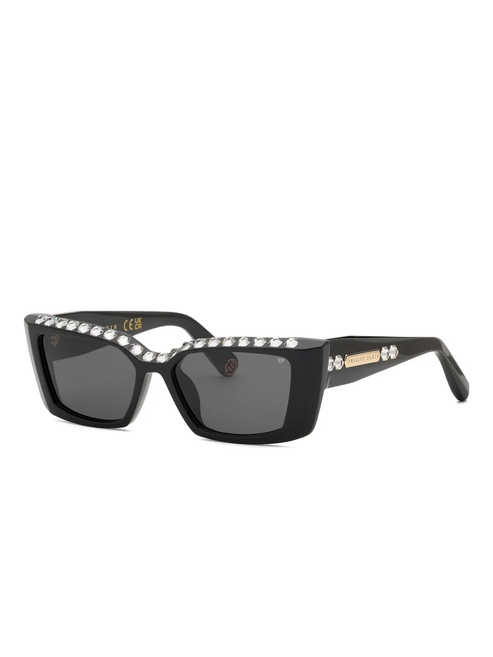 Philipp Plein Eyewear Zonnebril met vierkant montuur en kristallen - Zwart