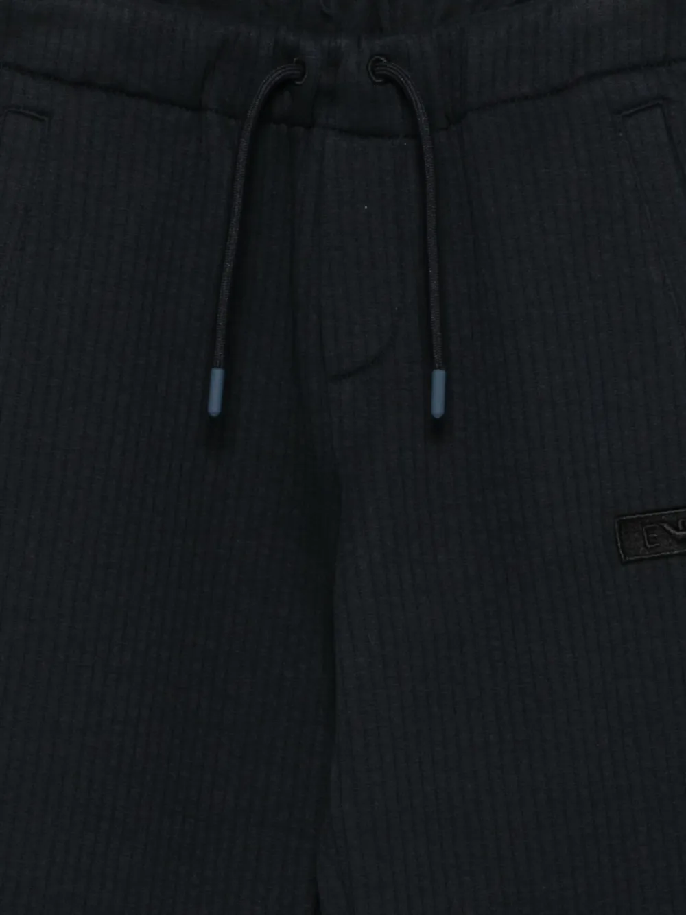 Emporio Armani Kids Broek met geribbelde textuur en trekkoord Blauw