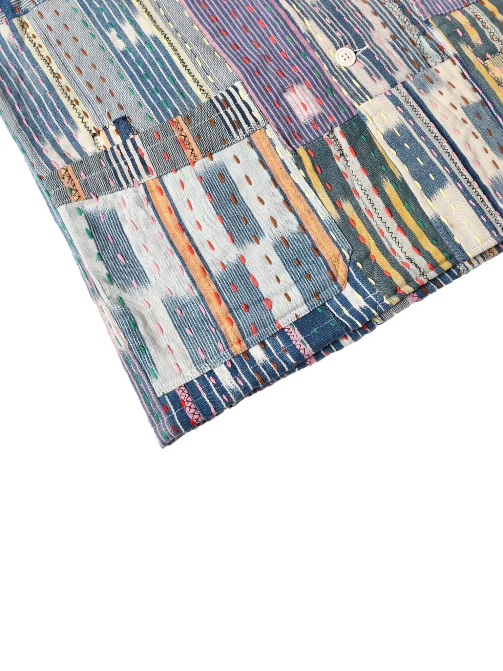  Monitaly Italian Jail Patchwork Overshirt - Blue 