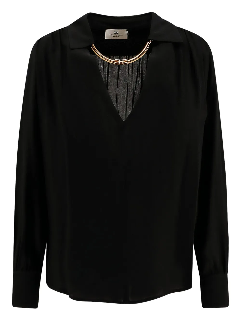 Elisabetta Franchi pleated-neck shirt Zwart
