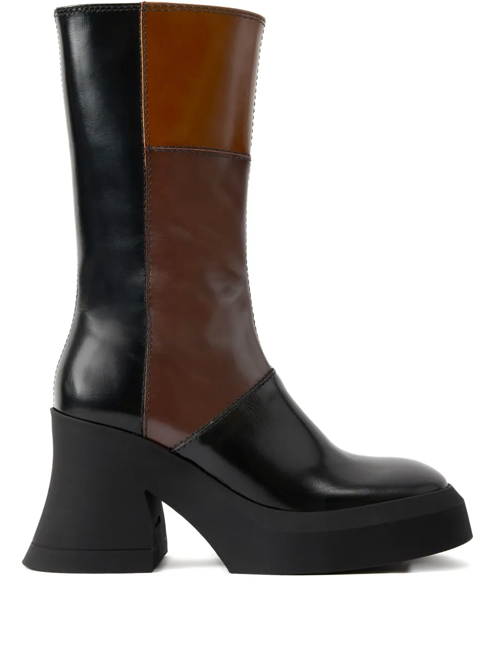 Miista 70mm Belinda leather panelled boots Brown