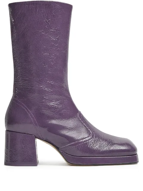 Miista Cass patent leather square-toe boots