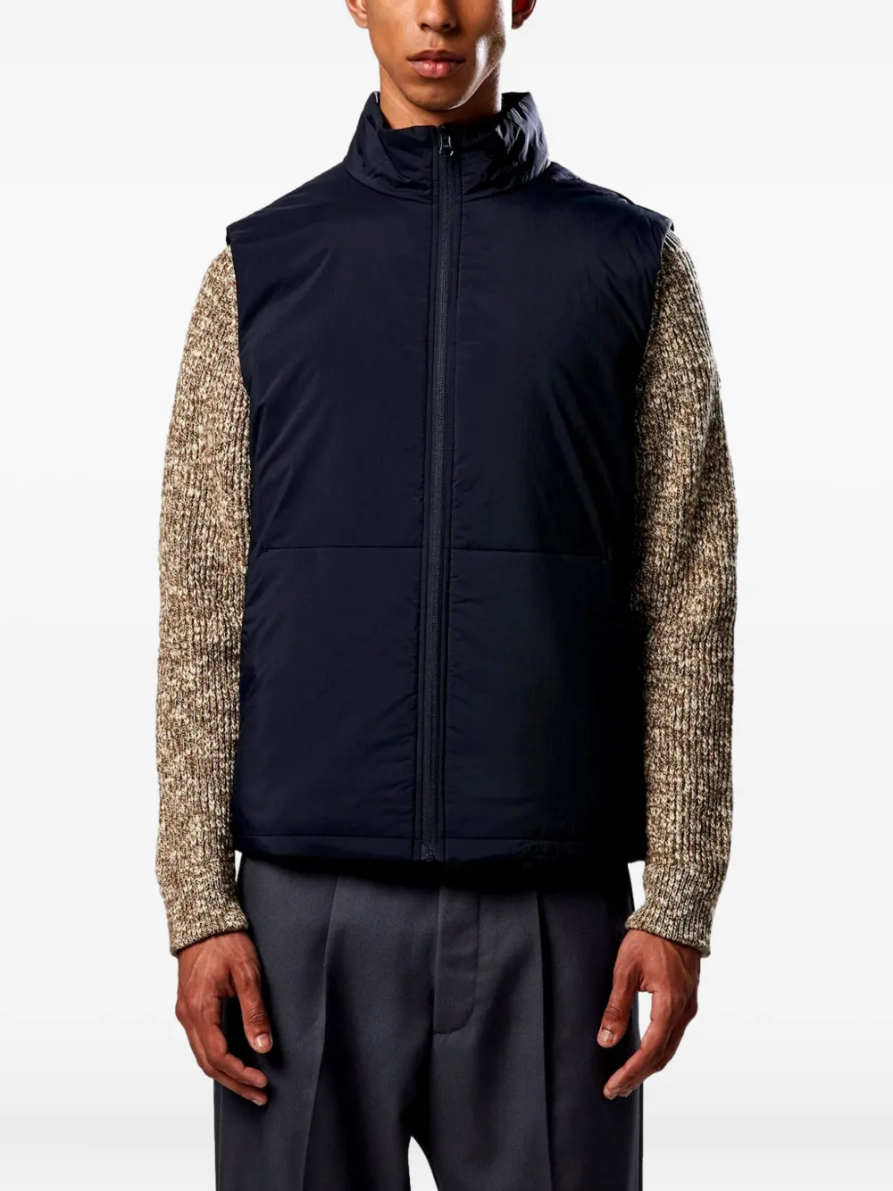 NN07 zip-neck quilted gilet Blauw
