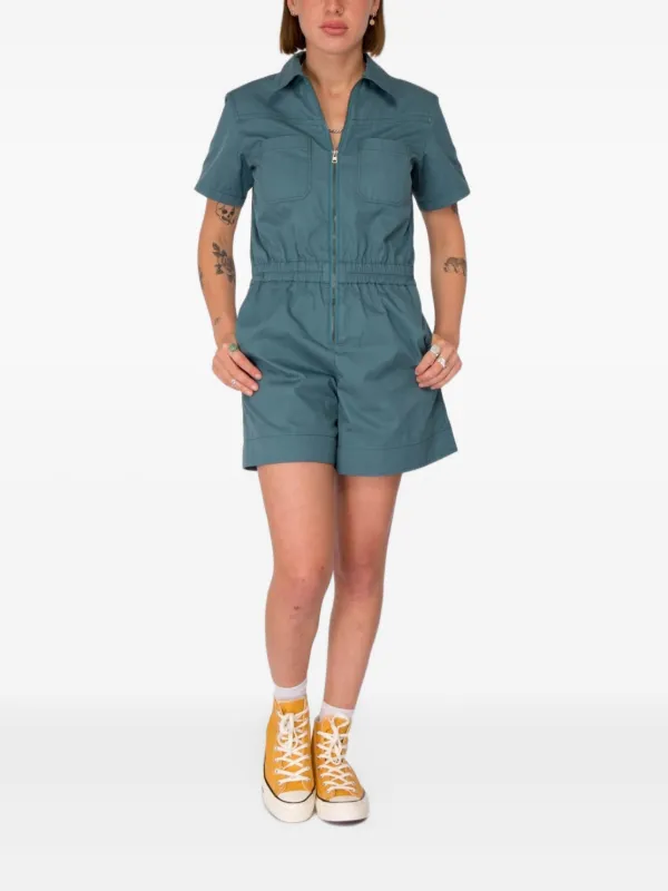 short-sleeve Zip Playsuit Blue FARFETCH ID