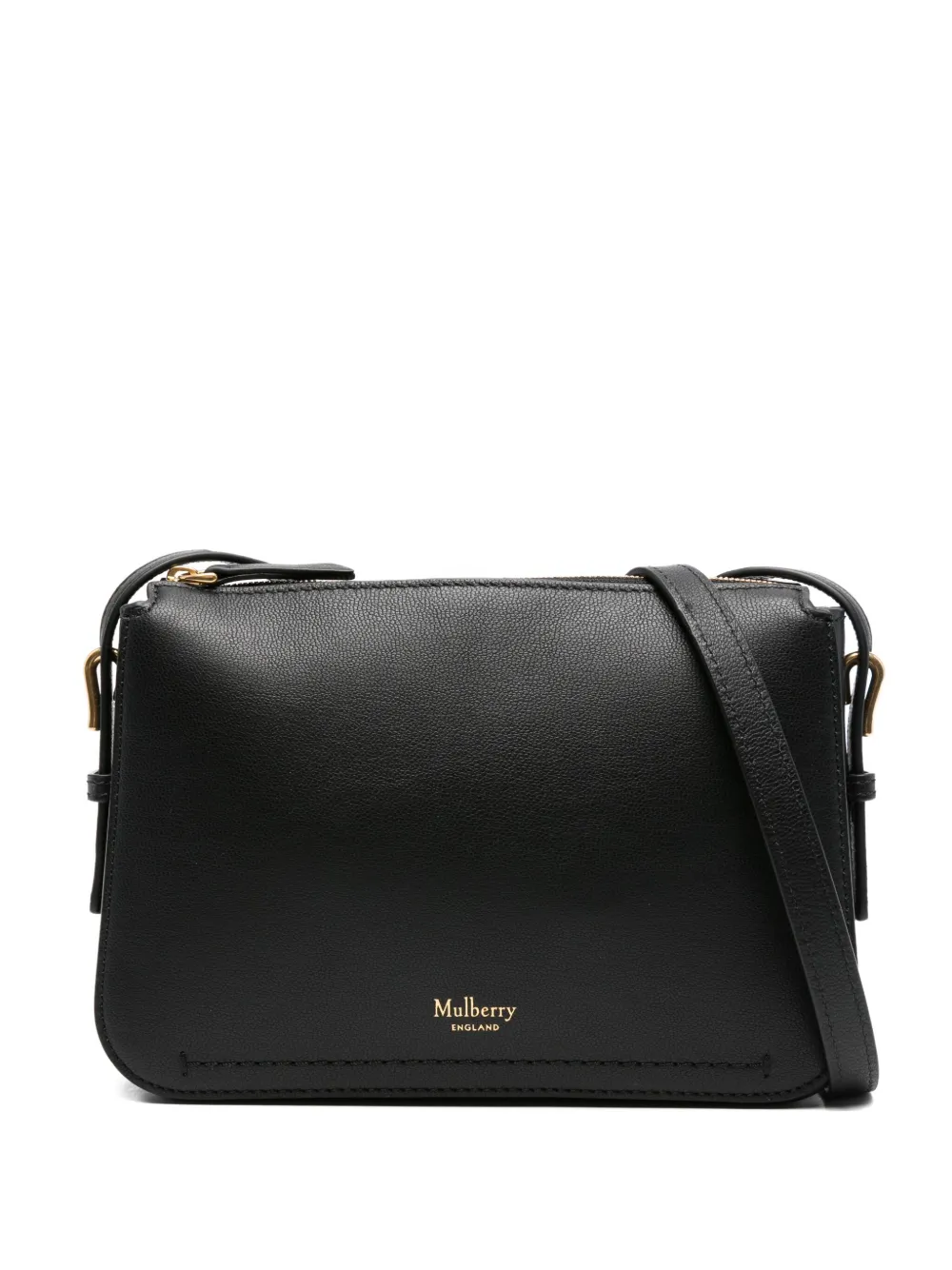 Mulberry Clovelly leather zip-top cross body bag Zwart