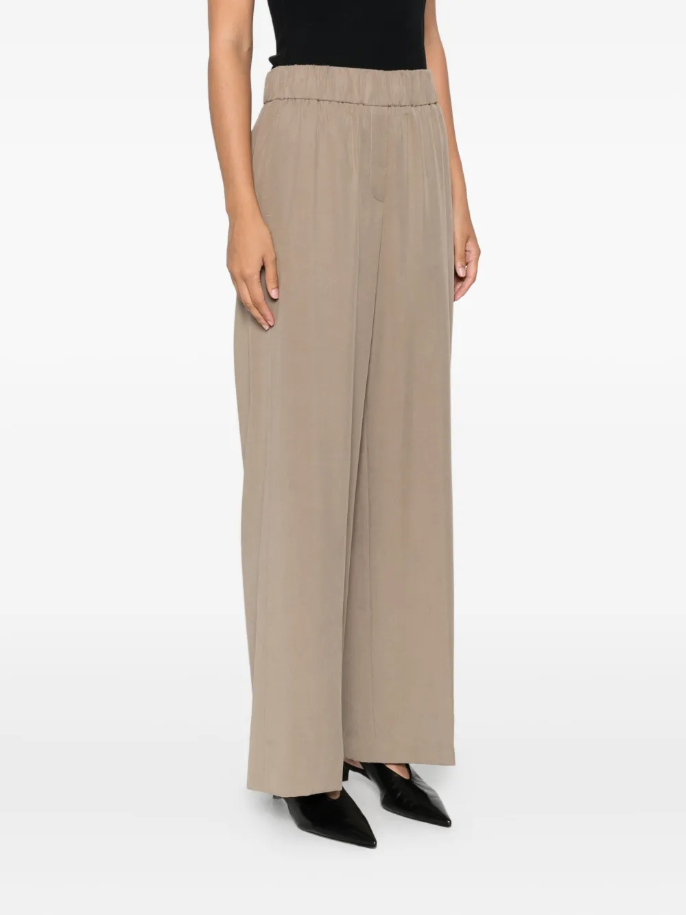 Peserico elastic-waist wide-leg trousers Groen