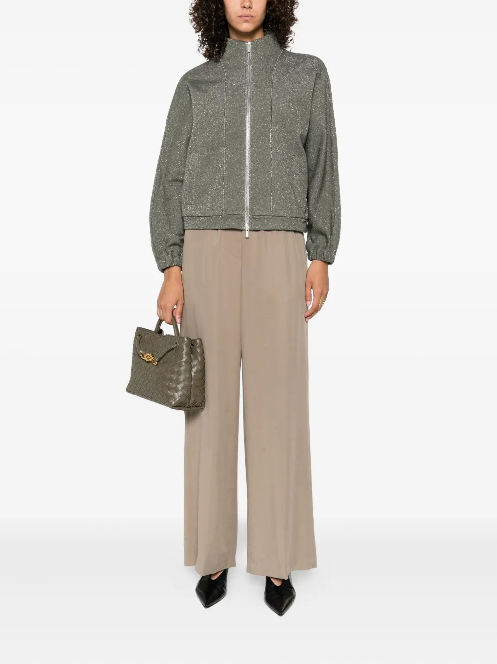 Peserico elastic-waist wide-leg trousers Groen