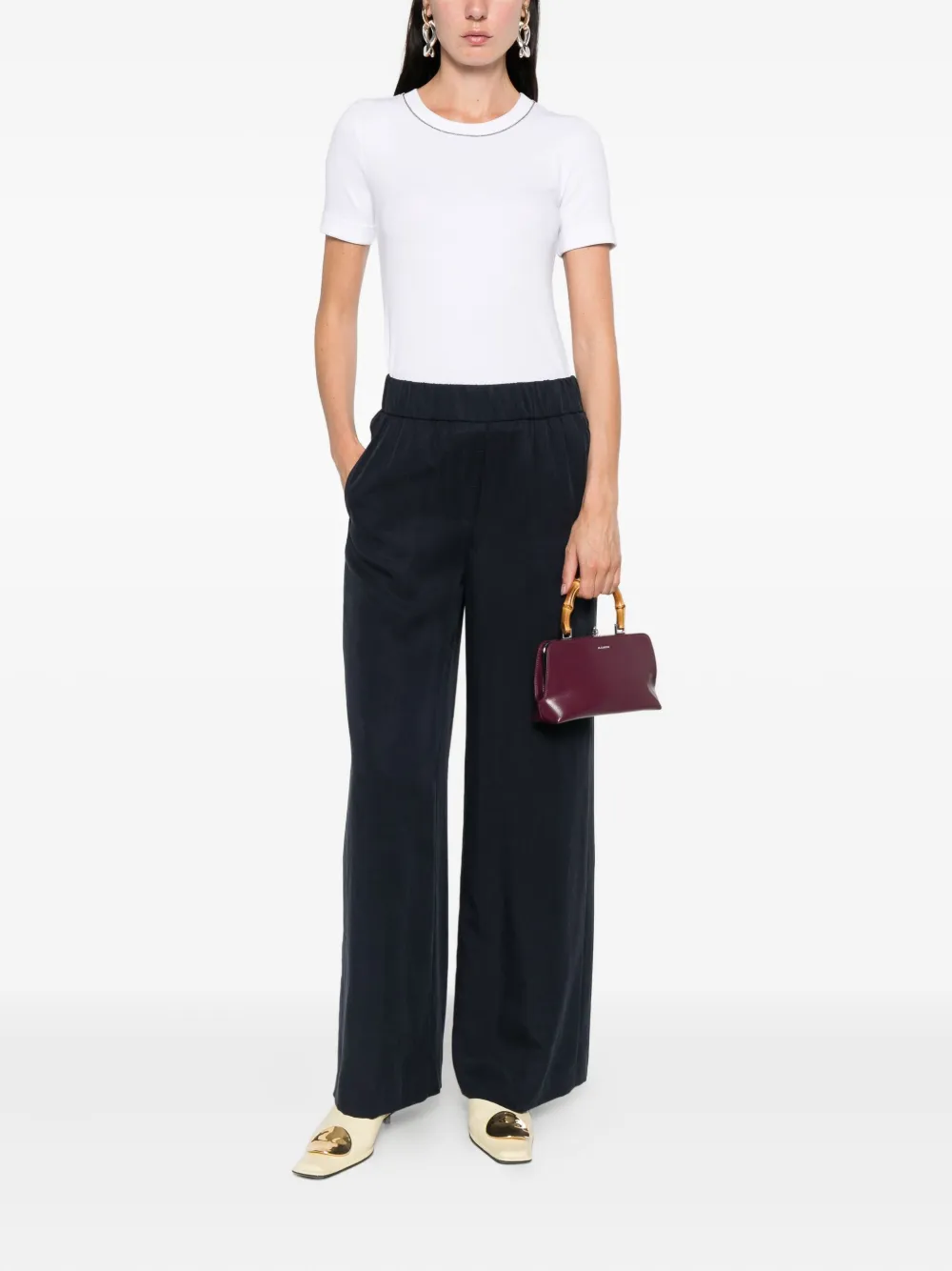 Peserico elastic-waist wide-leg trousers Blauw