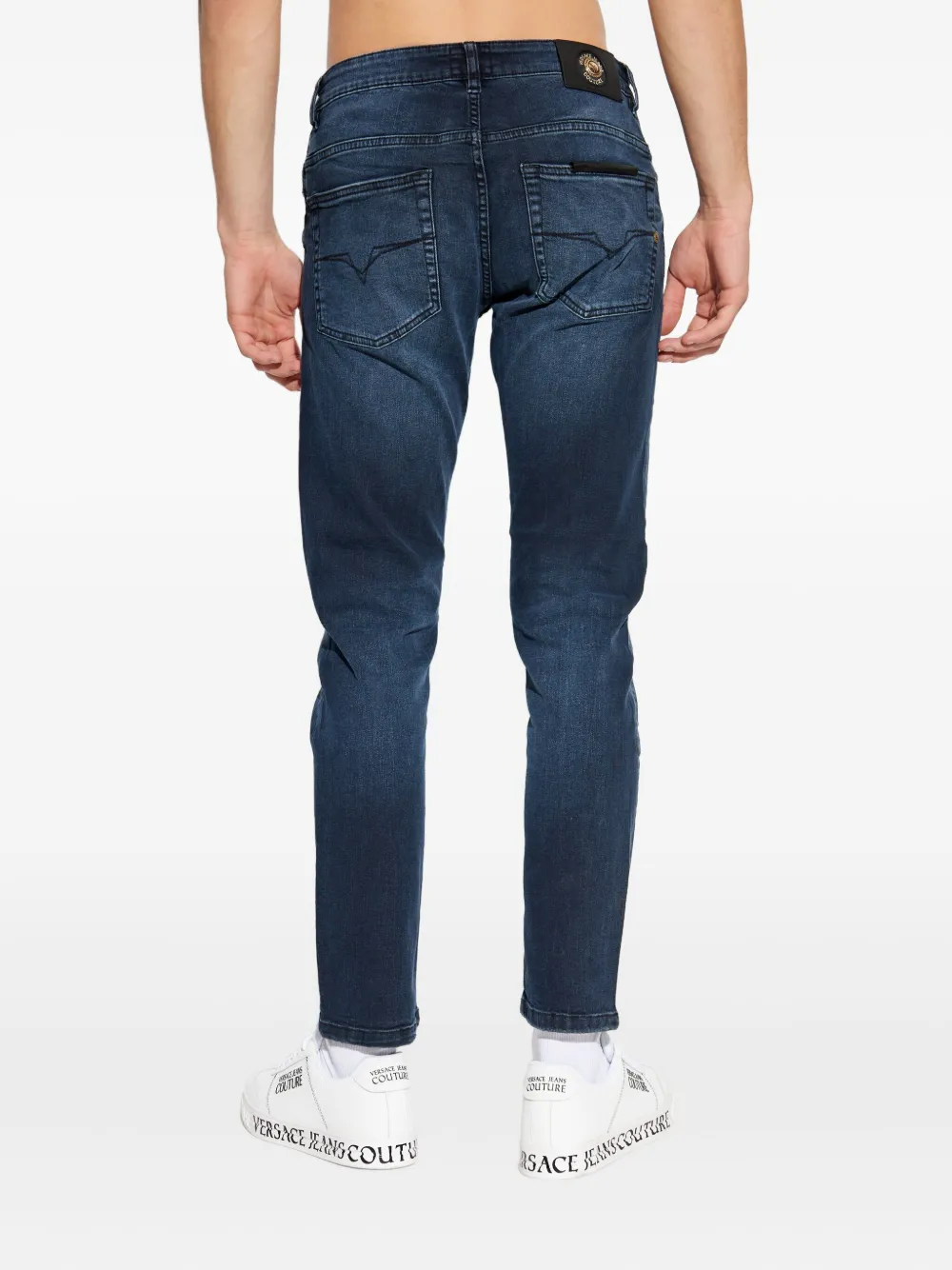 Versace Jeans Couture Logo-patch Jeans In Blue