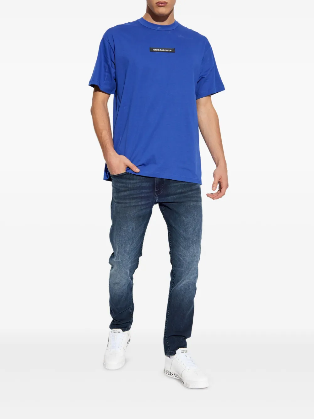 Versace Jeans Couture Jeans met logopatch - Blauw
