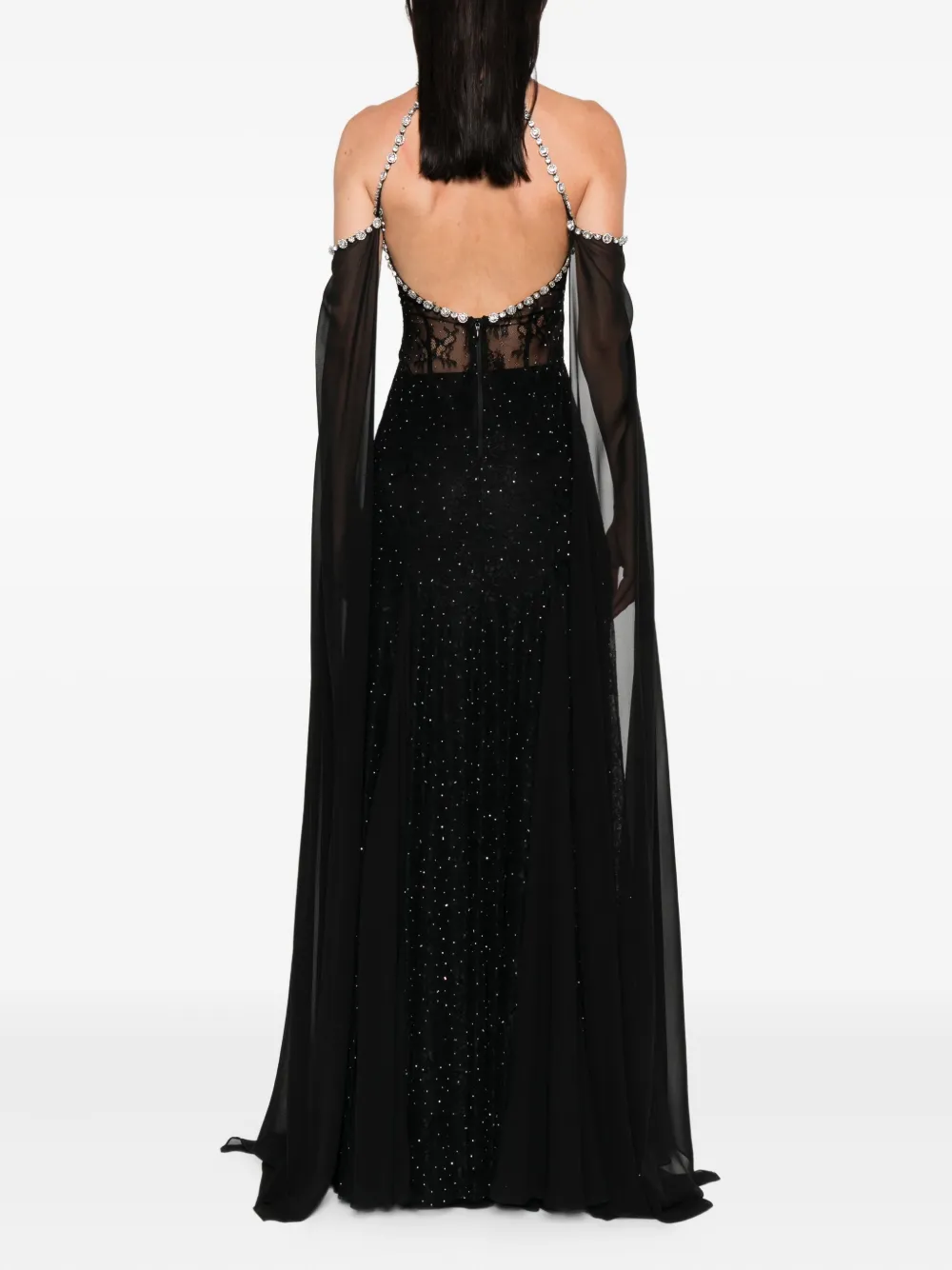NISSA embellished halterneck dress Zwart
