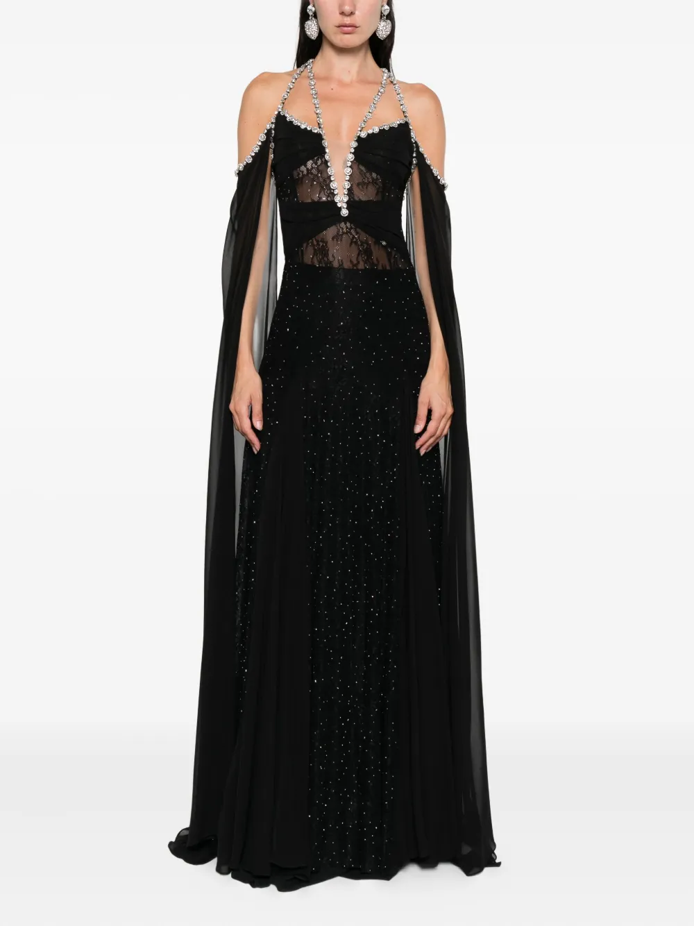 NISSA embellished halterneck dress Zwart
