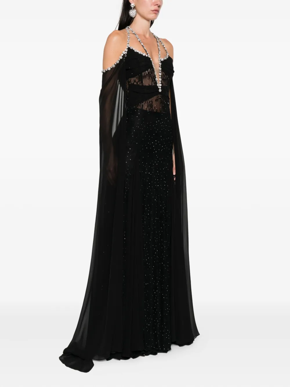 NISSA embellished halterneck dress Zwart