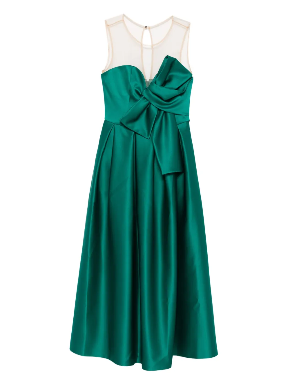 NISSA bow-detail midi dress Groen