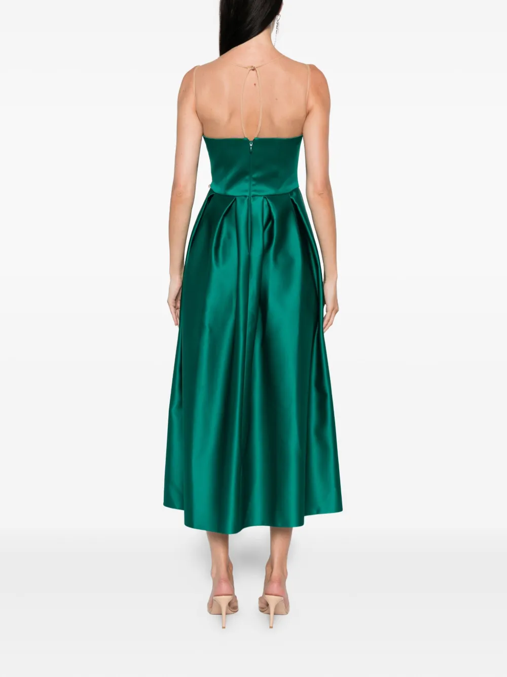 NISSA bow-detail midi dress Groen