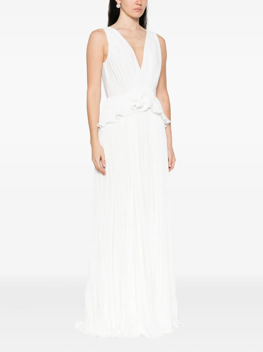 NISSA pleated maxi dress Wit