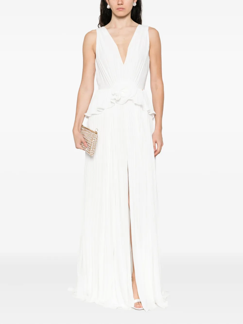 NISSA pleated maxi dress Wit