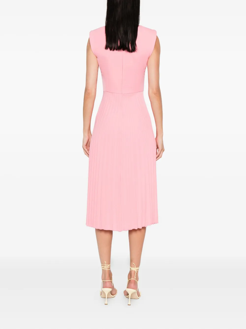 NISSA pleated sleeveless midi dress Roze