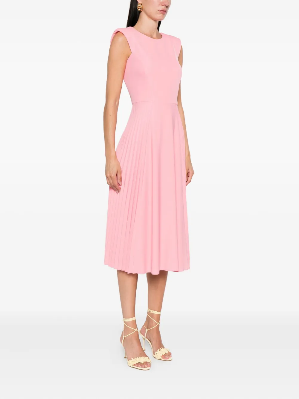 NISSA pleated sleeveless midi dress Roze