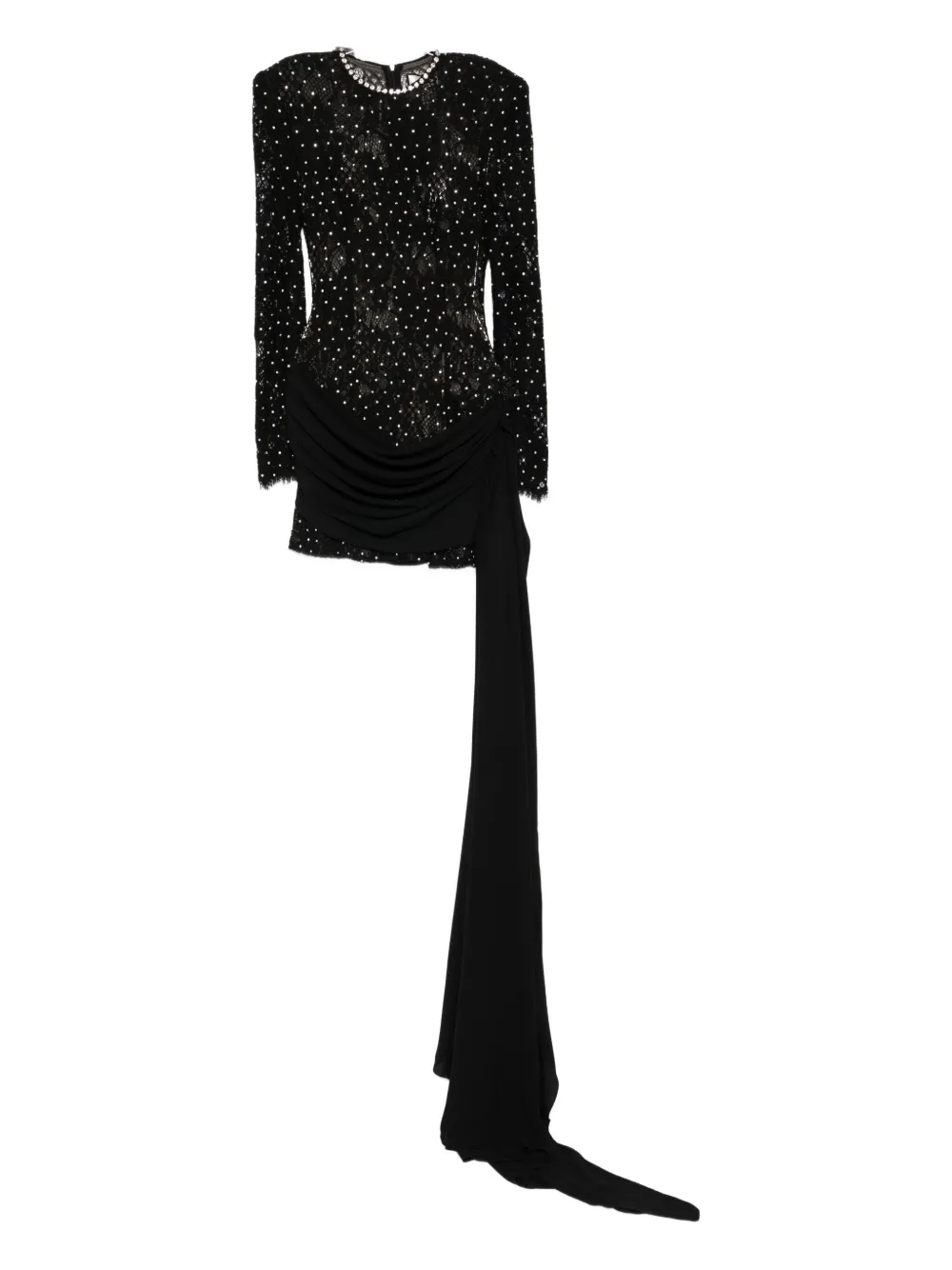 NISSA rhinestone-embellished lace mini dress - Nero