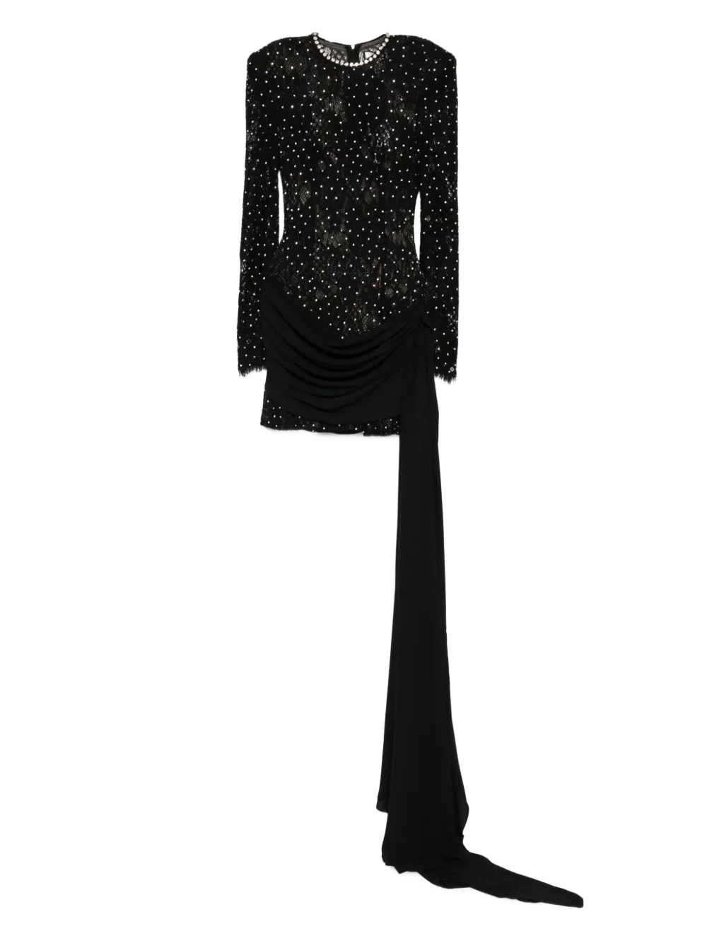 NISSA rhinestone-embellished lace mini dress - ブラック NISSA rhinestone-embellished lace mini dress - ブラック