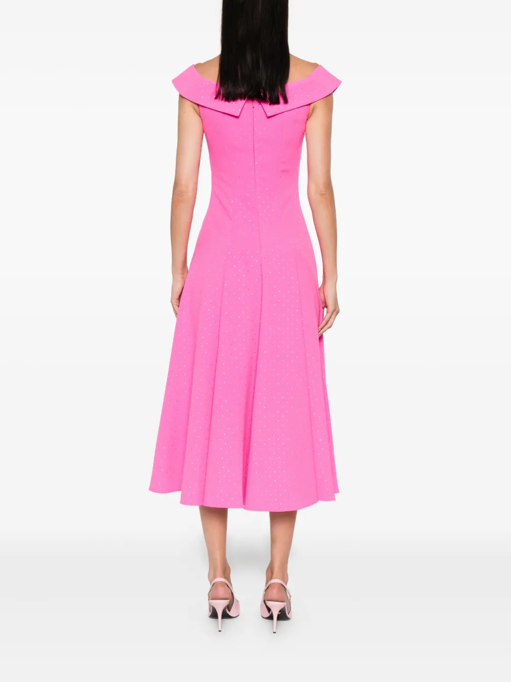 NISSA bow-embellished off-shoulder midi dress Roze