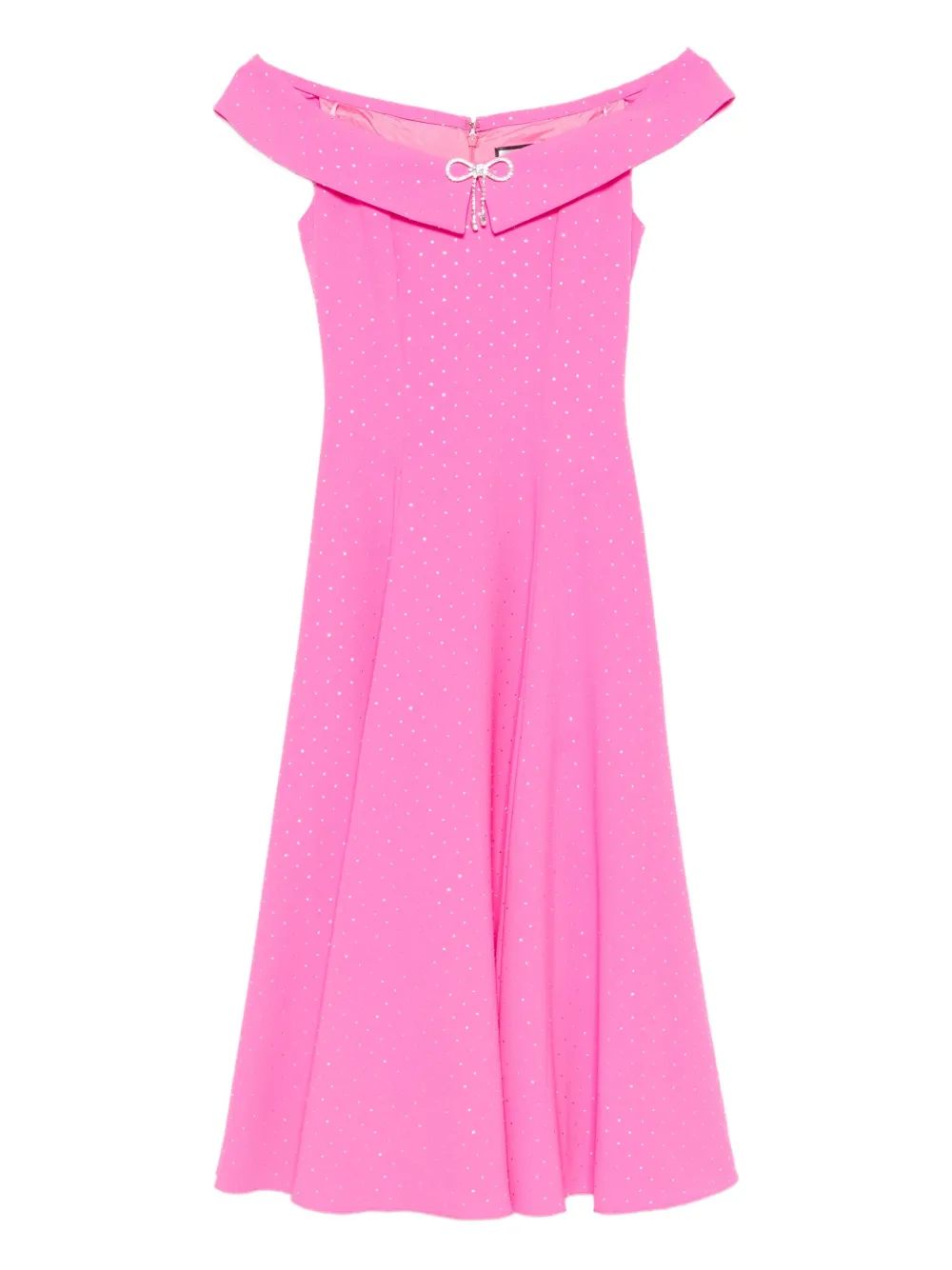 NISSA bow-embellished off-shoulder midi dress Roze