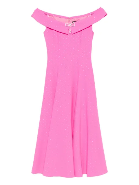 NISSA bow-embellished off-shoulder midi dress