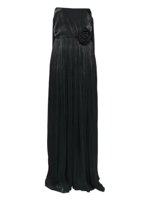 NISSA pleated rose-embellished maxi dress