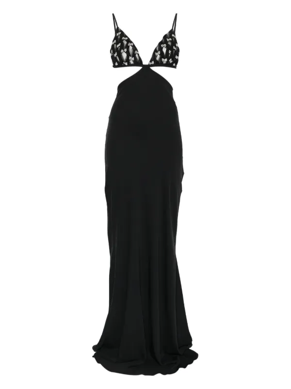 white christmas dresses Embellished Cut-Out Maxi Dress Nude – Queena Wish