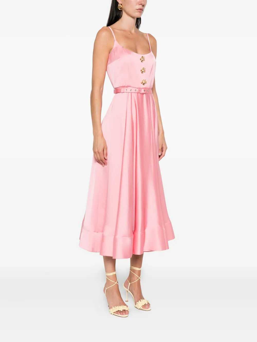 NISSA belted midi dress Roze