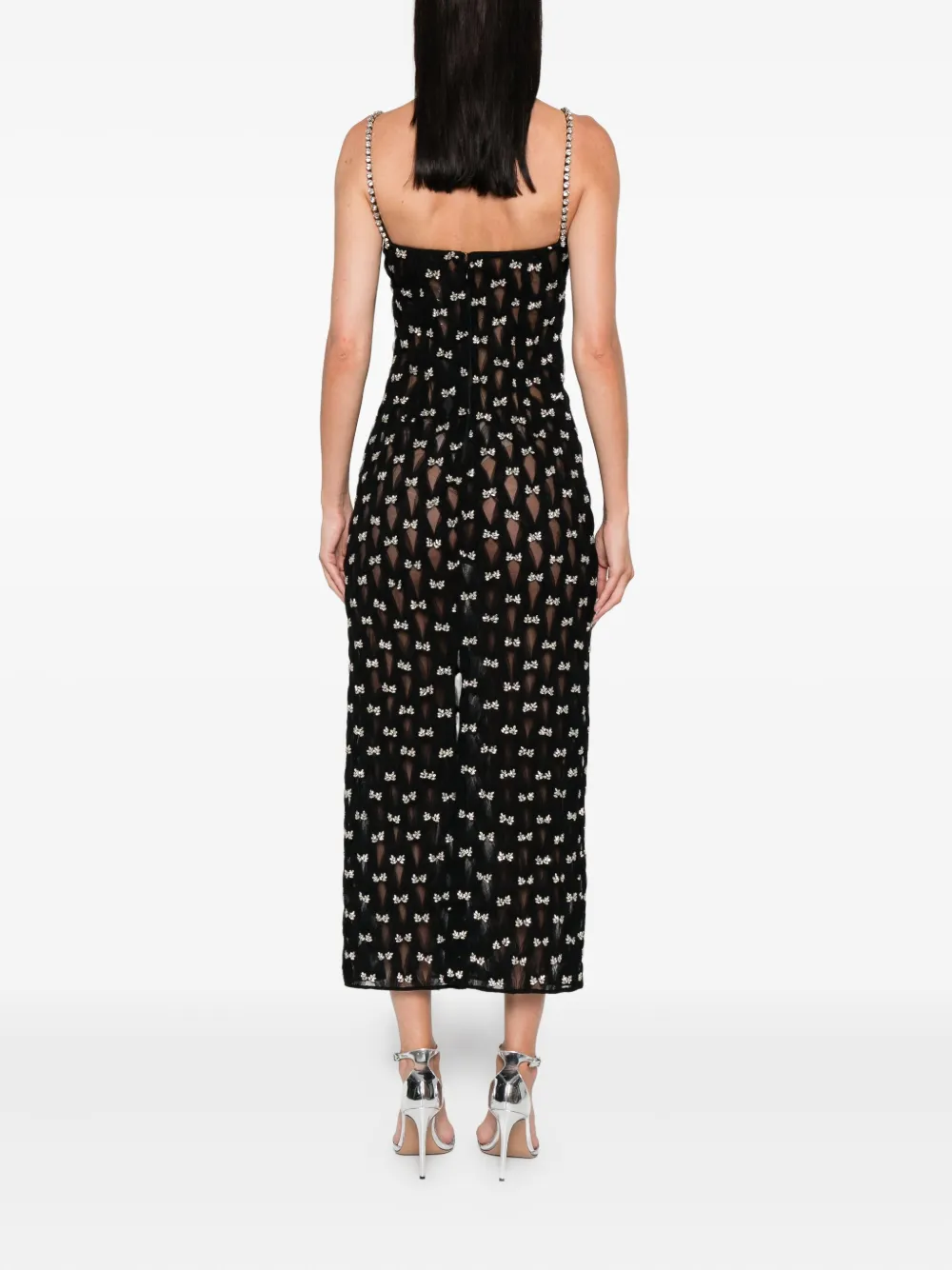 NISSA bow-embellished midi dress Zwart