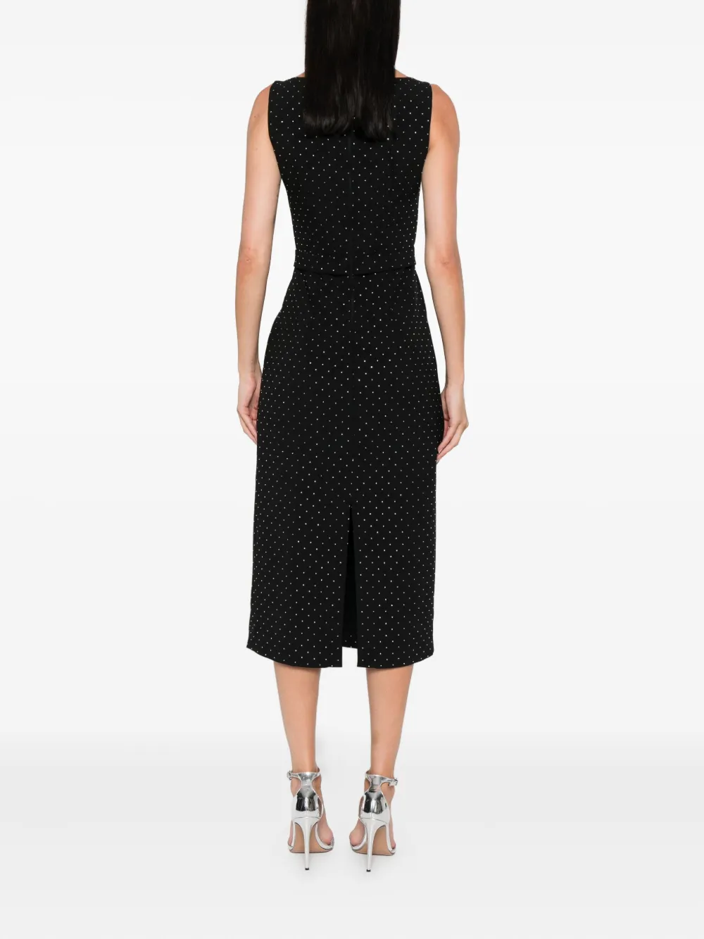 NISSA polka-dot embellished sleeveless midi dress Zwart