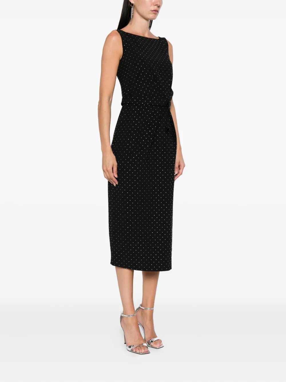 NISSA polka-dot embellished sleeveless midi dress Zwart