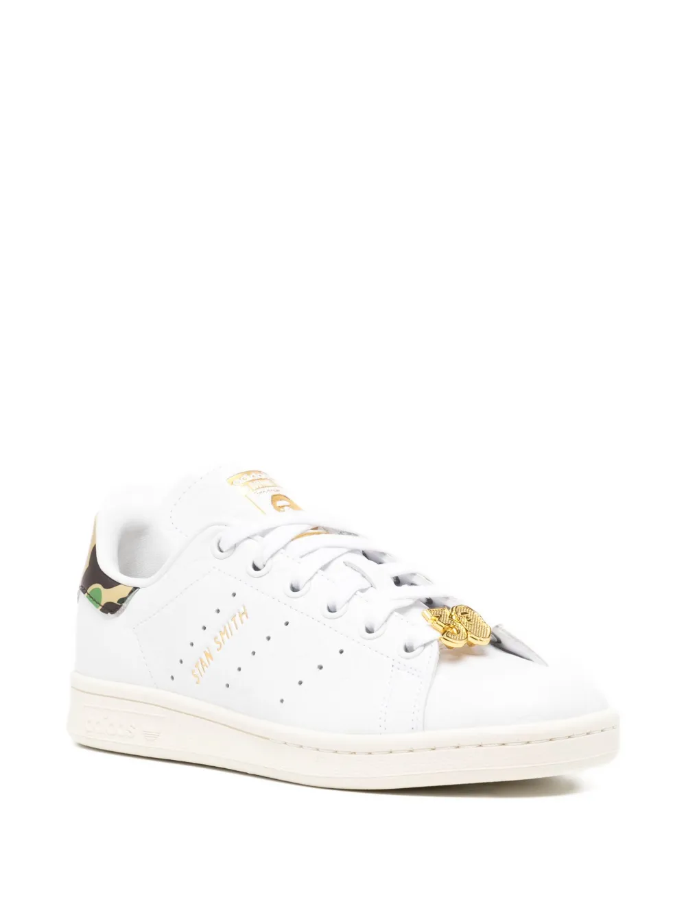 A BATHING APE camouflage-detail leather trainers White