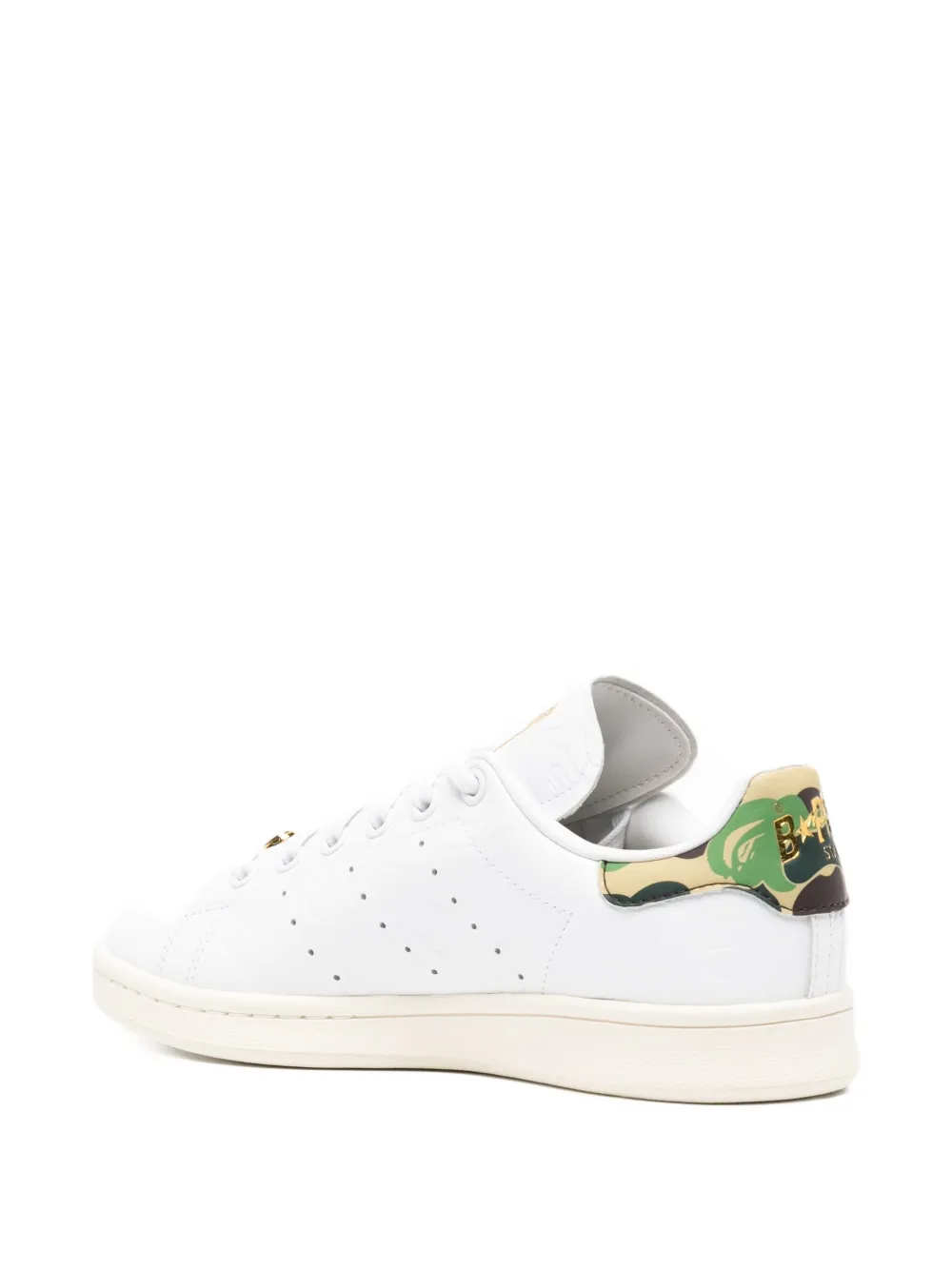 A BATHING APE camouflage-detail leather trainers White
