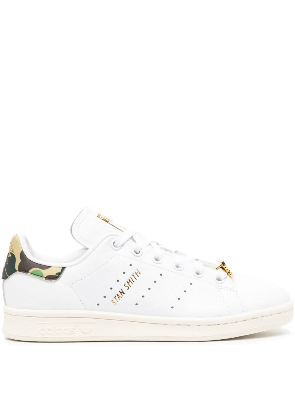 A BATHING APE camouflage-detail leather trainers White
