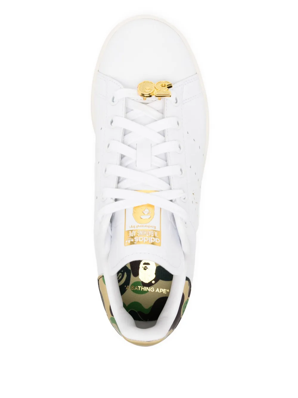 A BATHING APE camouflage-detail leather trainers White